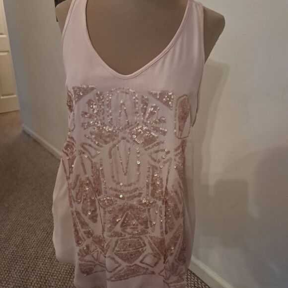 Mossimo tank top women's medium M cream sequins evening formal party cocktail - Picture 3 of 9